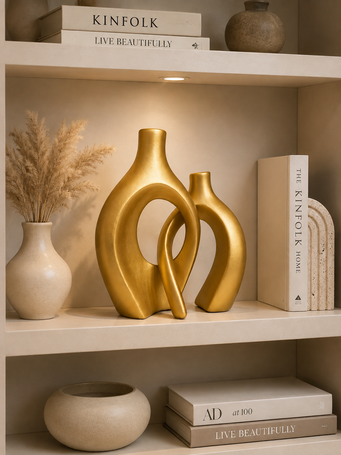 2-Piece Half Donut Decorative Vase Set | Modern Abstract Home Décor