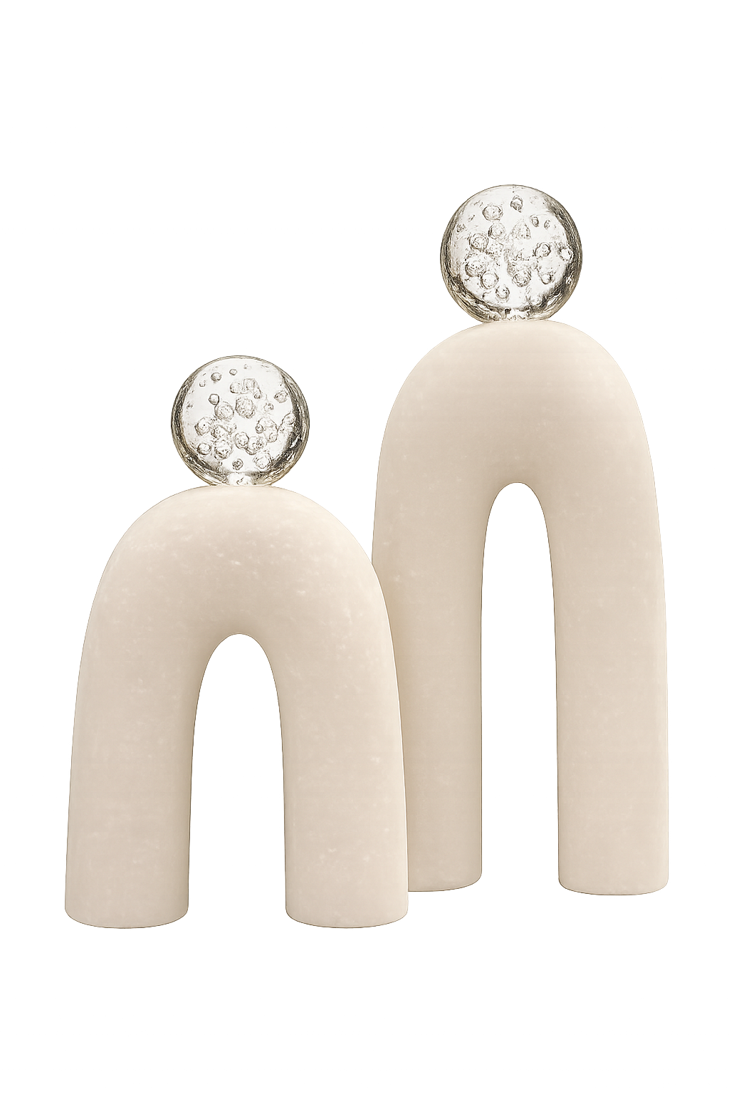 Modern Arch Sculpture Set with Crystal Sphere – Set of 2 Luxury Decorative Table Accents
