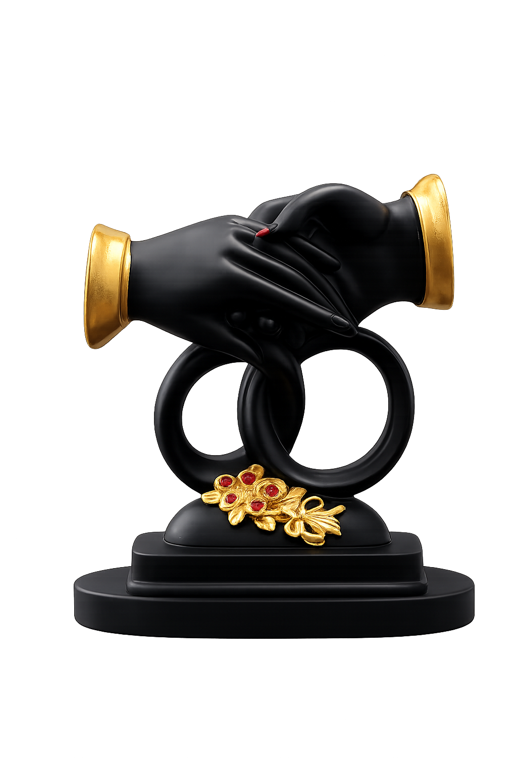 Modern Couple Hands Sculpture | Black & Gold Resin Decorative Showpiece | Romantic Love Statue | Luxury Home Decor