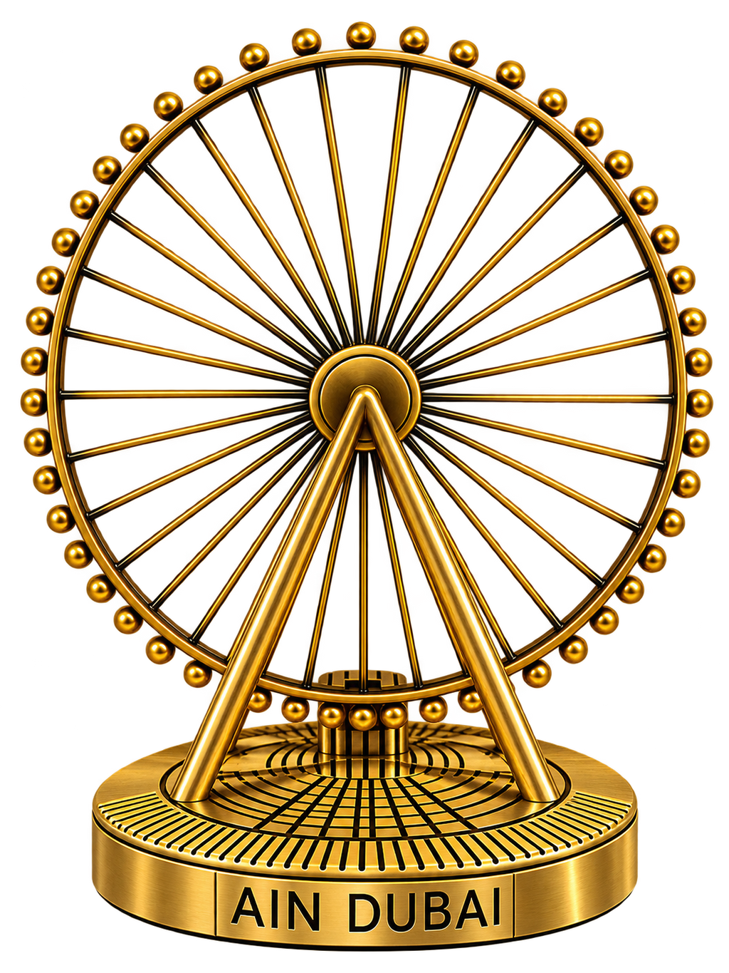 Ain Dubai Ferris Wheel Decorative Showpiece – Golden Tabletop Sculpture