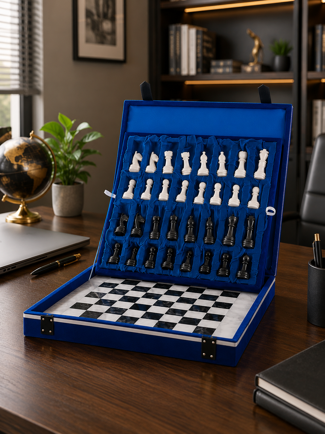 Premium Marble Chess Set – Luxury Black & White Marble Chess Board