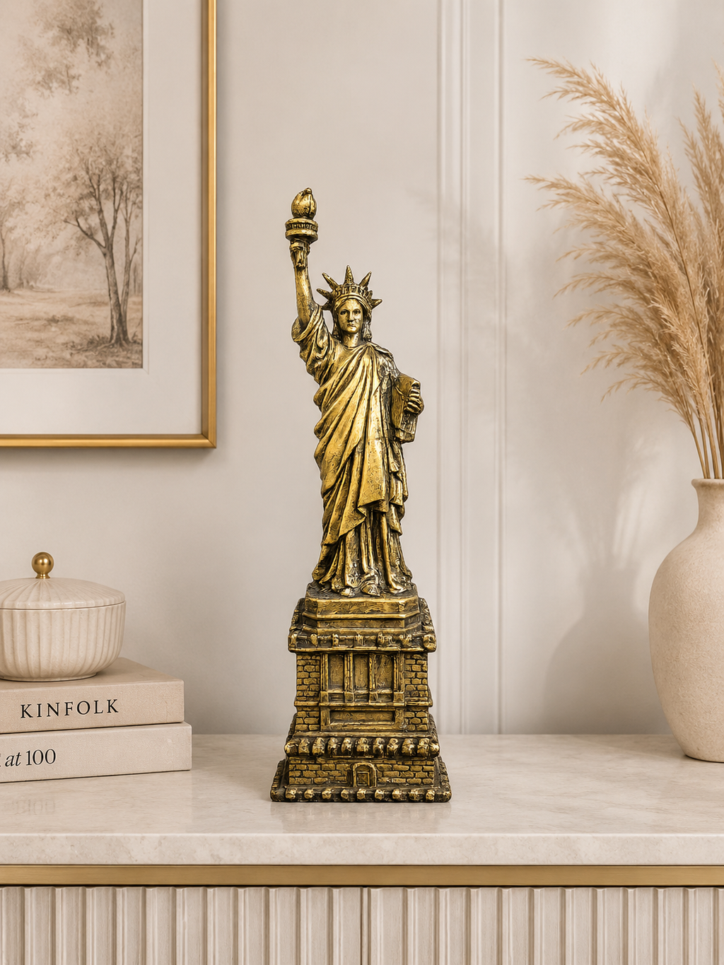 Statue of Liberty Sculpture | Gold Resin Liberty Statue | Luxury Home & Office Decor