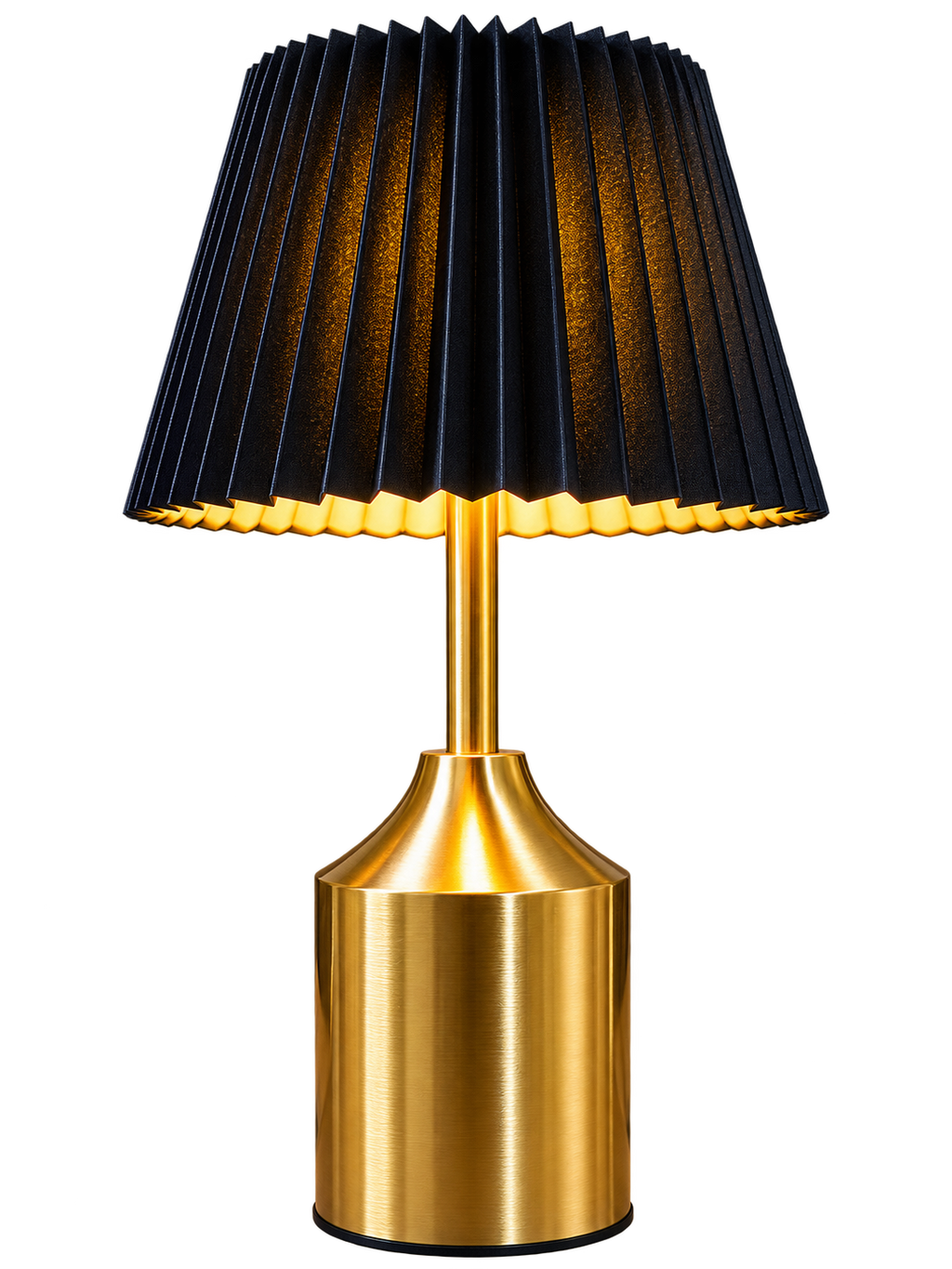 Luxury Black Pleated Table Lamp with Gold Metal Finish