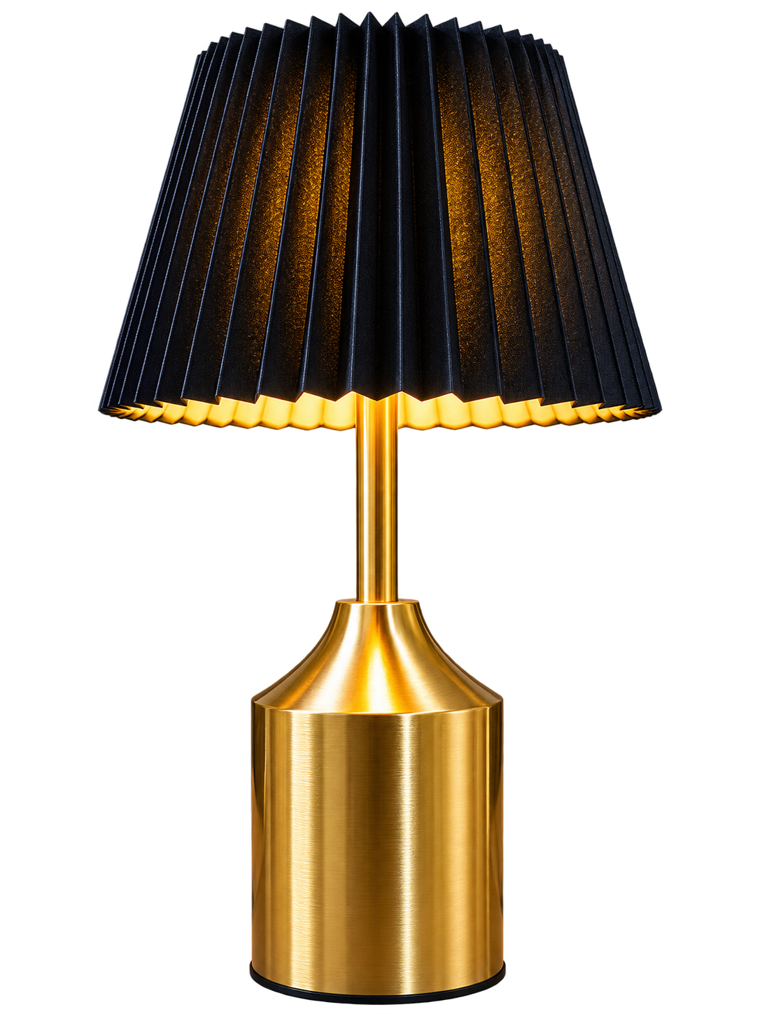 Luxury Black Pleated Table Lamp with Gold Metal Finish