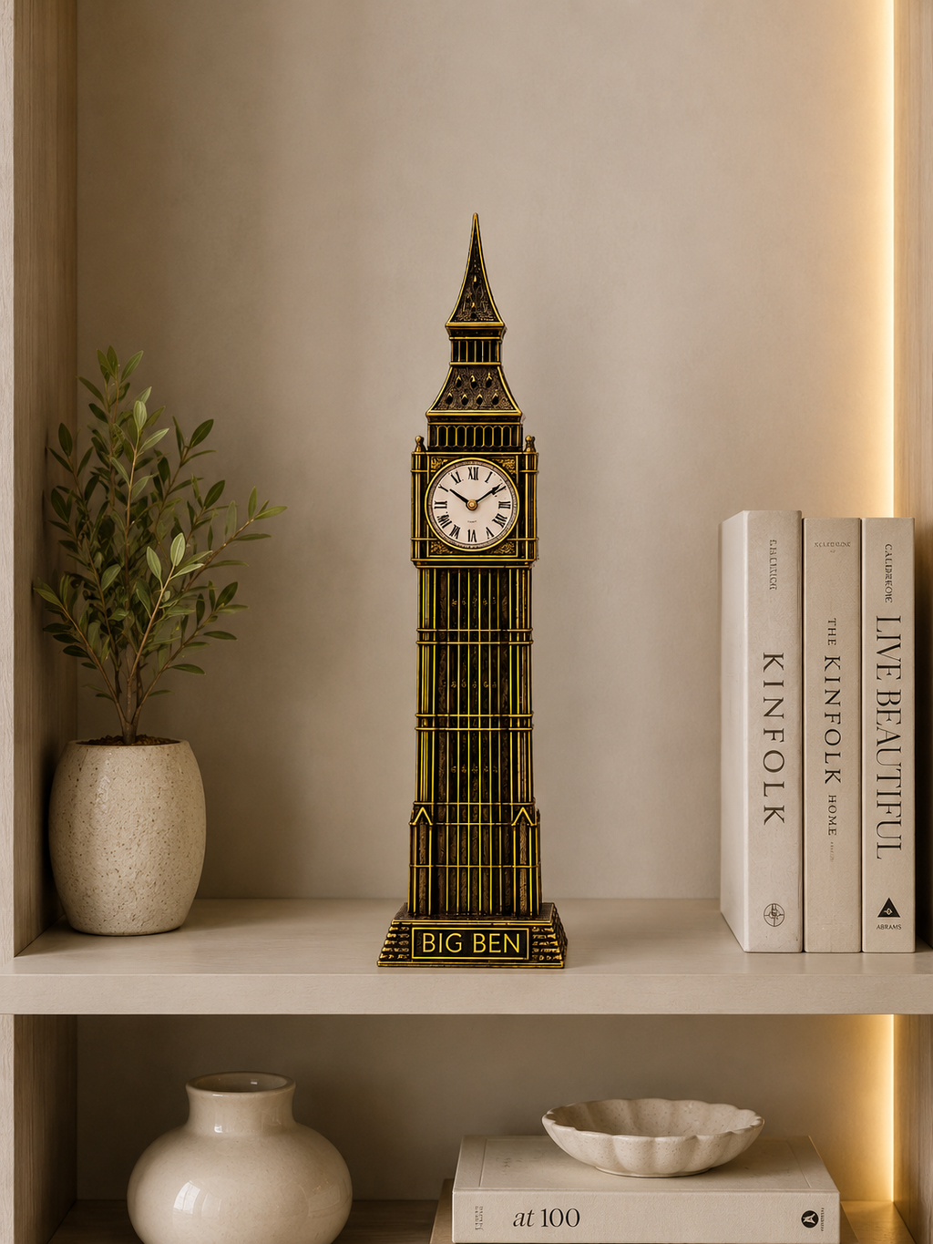 Big Ben Clock Tower Decorative Showpiece | Antique Gold Metal Landmark Sculpture