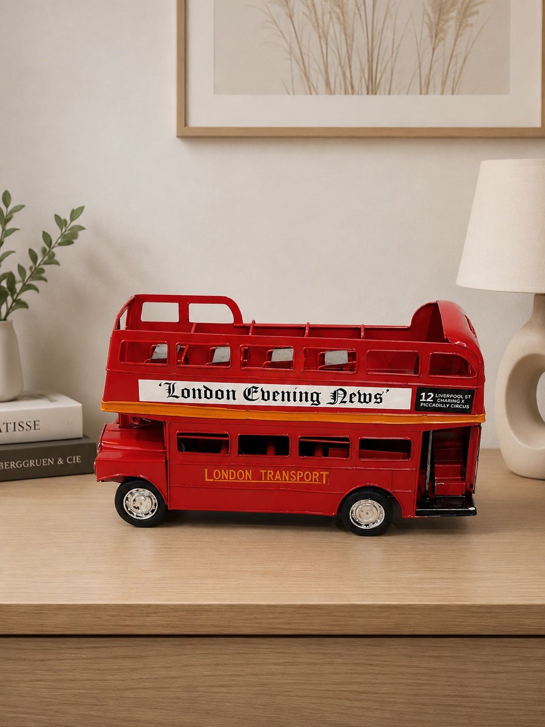 Vintage London Double Decker Bus Decorative Showpiece – Red Metal Table Décor