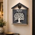 Wooden Wall Mounted Key Holder Cabinet with Tree Design | Decorative Key Storage Box for Home Entryway