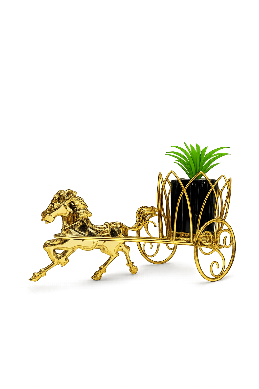 Luxury Golden Horse Cart Planter & Decorative Flower Pot