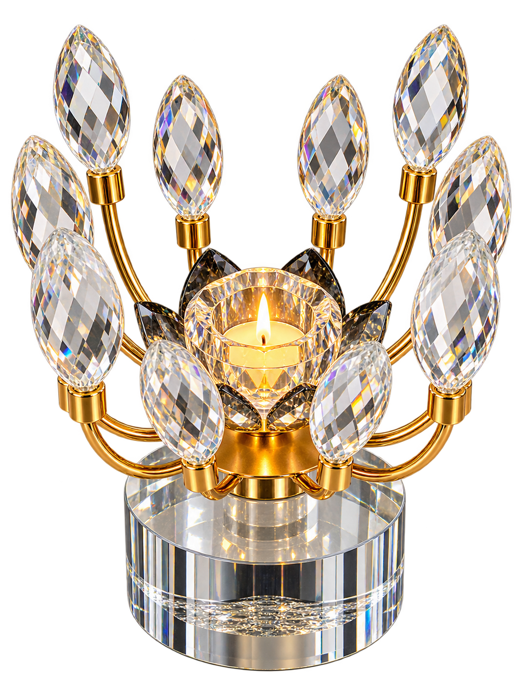 Luxury Crystal Gold Candle Holder – Elegant Decorative Table Centerpiece