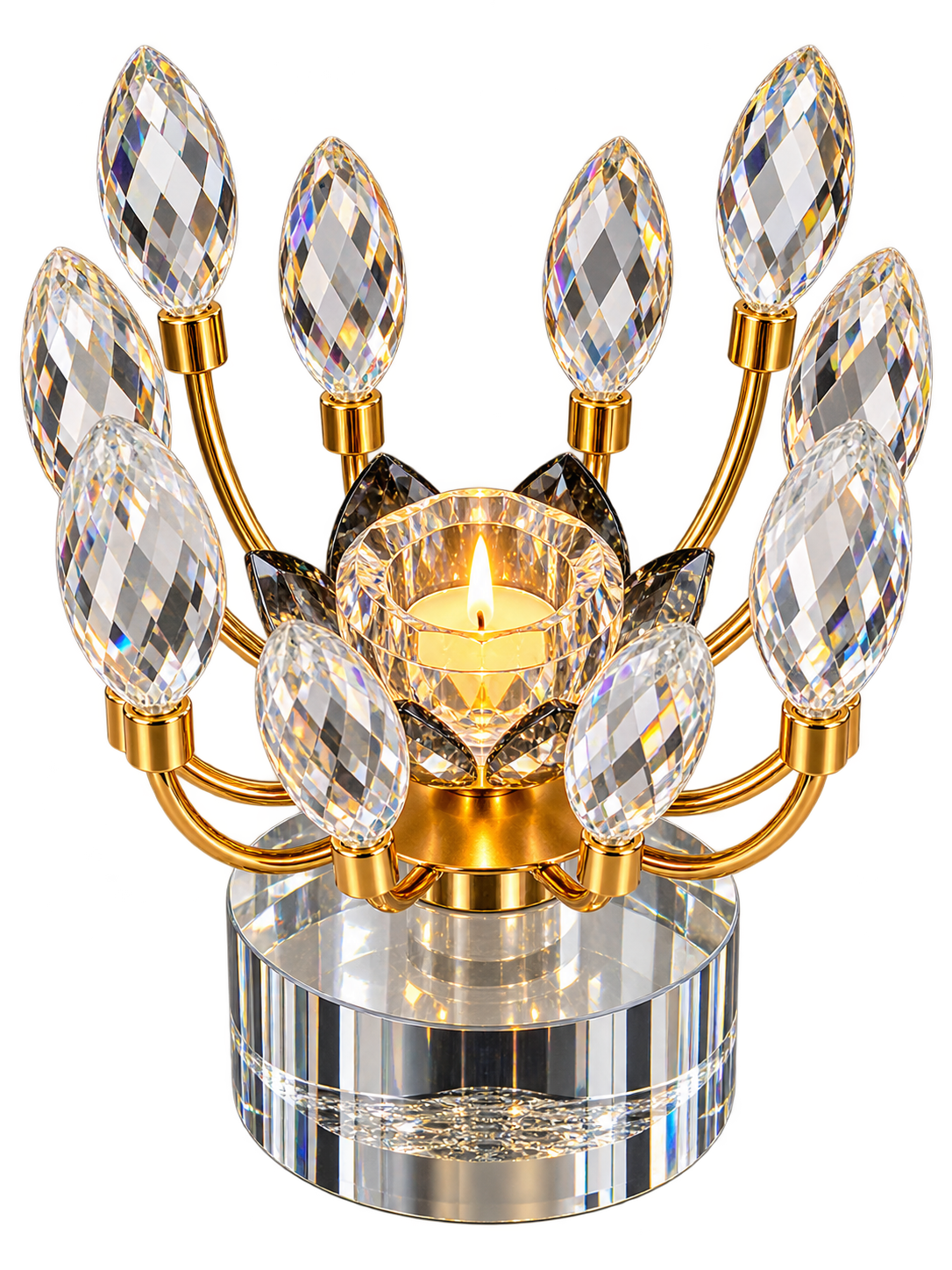 Luxury Crystal Gold Candle Holder – Elegant Decorative Table Centerpiece