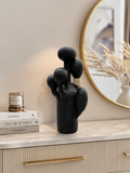 Modern Black Abstract Cactus Sculpture | Resin Decorative Table Accent for Living Room, Office & Shelf Décor