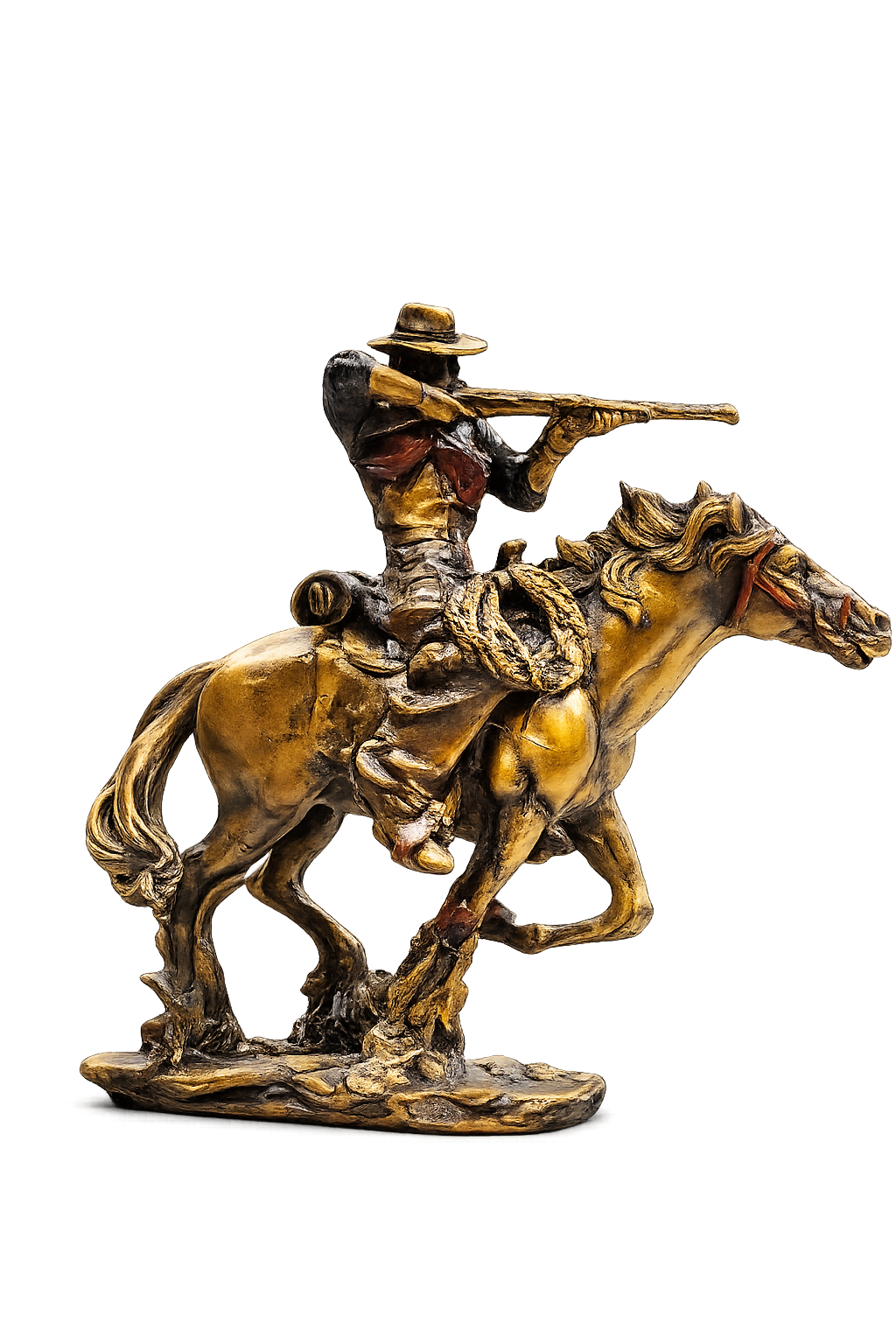 Western Cowboy on Horseback Decorative Resin Statue – Vintage Rustic Home & Office Décor Sculpture
