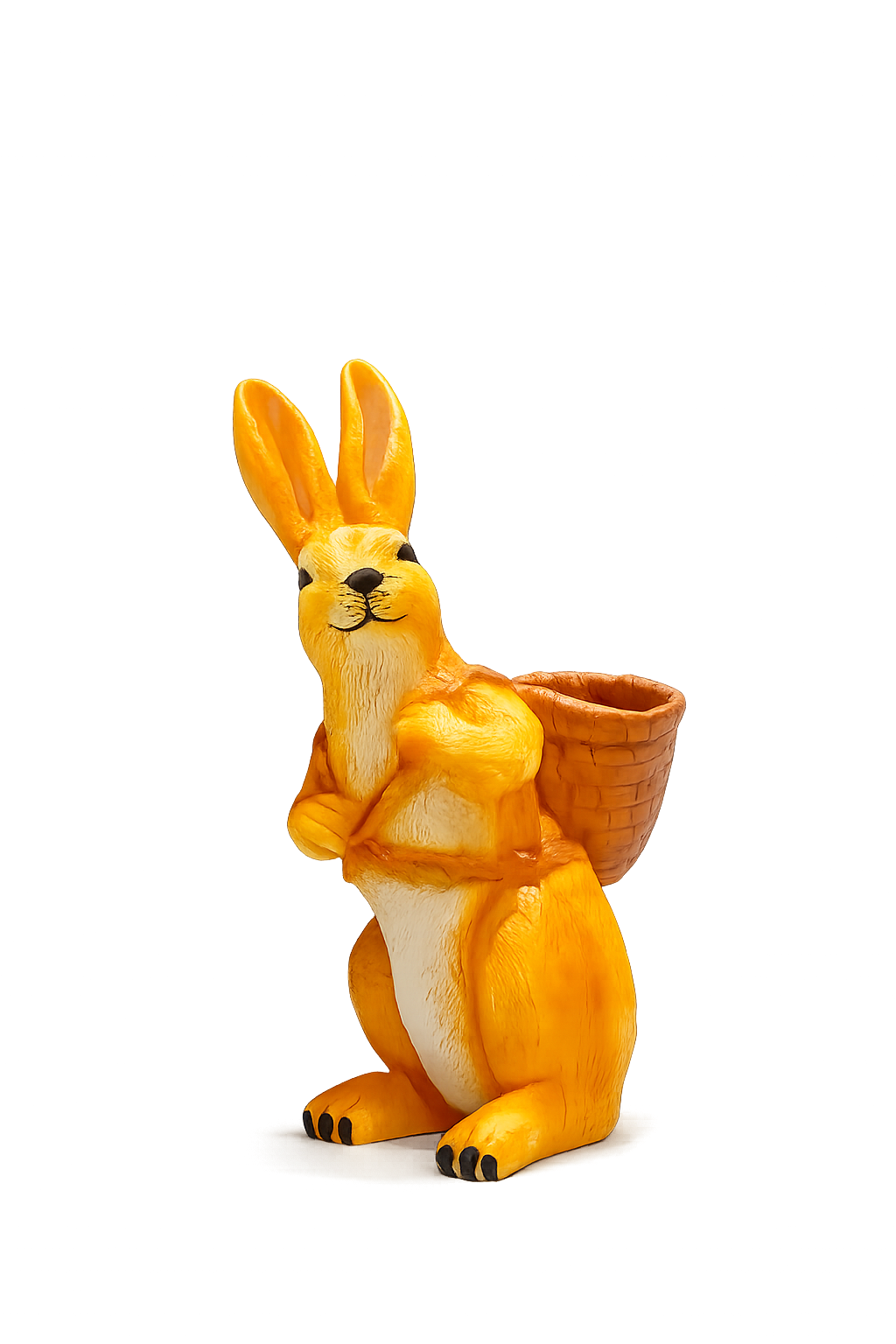 Cute Bunny Planter Statue with Basket – Decorative Resin Rabbit Flower Pot for Home & Garden Décor