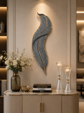 Luxury Feather Wall Décor | Grey & Gold Decorative Wall Art | Modern Resin Wall Hanging