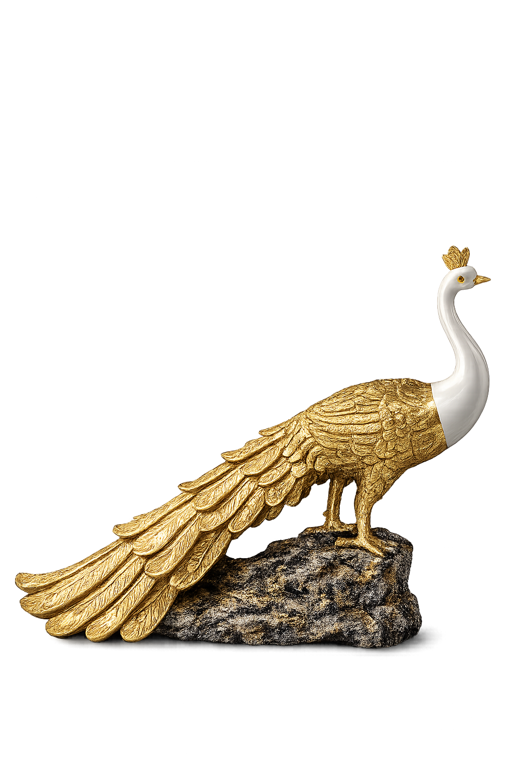 Luxury Peacock Resin Showpiece – Elegant Decorative Peacock Sculpture