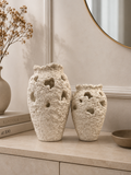 Luxury Textured Coral Ceramic Vase Set – Modern Decorative Flower Vases for Home Décor (Set of 2)