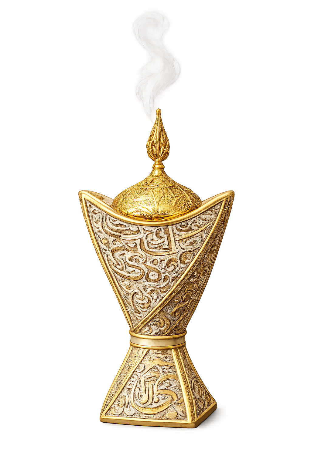 Luxury Arabic Dallah Style Bakhoor Burner | Gold & White Decorative Incense Burner | Islamic Home Décor