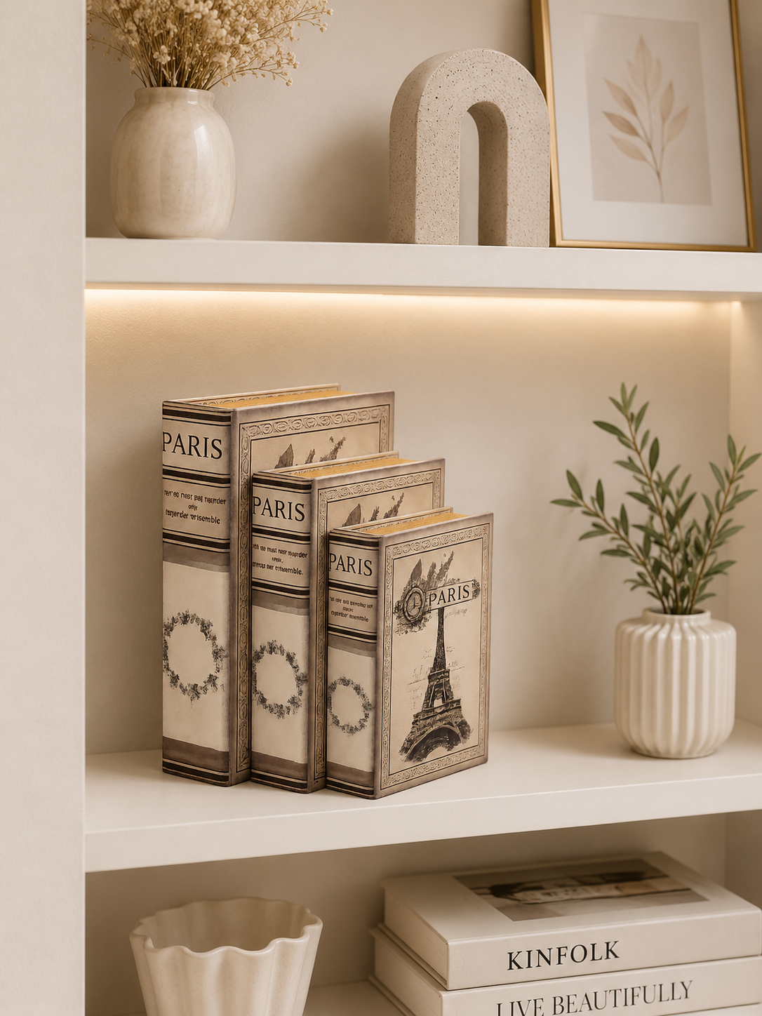 Paris Decorative Faux Book Storage Box Set of 3 | Vintage Secret Storage Books | Luxury Home Decor