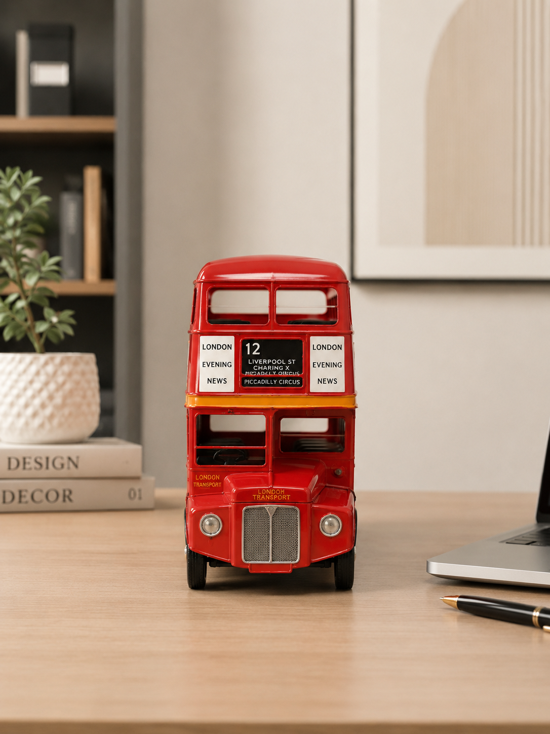 Vintage London Double Decker Bus Decorative Showpiece – Red Metal Table Décor