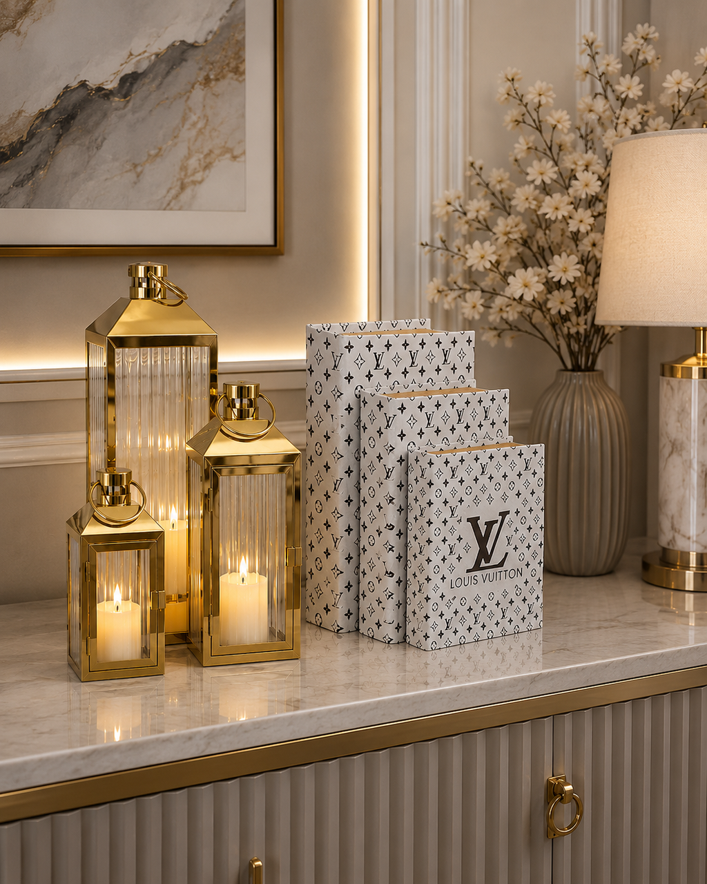 Louis Vuitton Decorative Book Set – 3 Piece Luxury Faux Books for Home & Office Decor