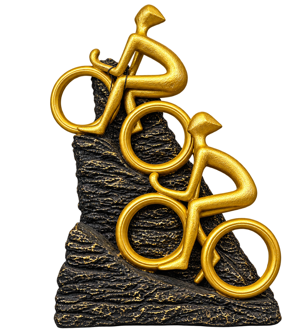 Luxury Golden Cyclist Duo Sculpture – Modern Abstract Bicycle Figurine for Home & Office Decor