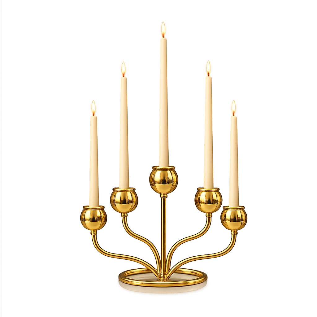 Elegant Gold Candle Stand – 5 Arm Metal Candelabra Home Décor