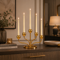 Elegant Gold Candle Stand – 5 Arm Metal Candelabra Home Décor