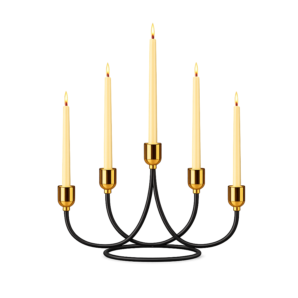Luxury 5-Arm Metal Candle Stand – Modern Dining Table & Home Decor Centerpiece (Black & Gold)