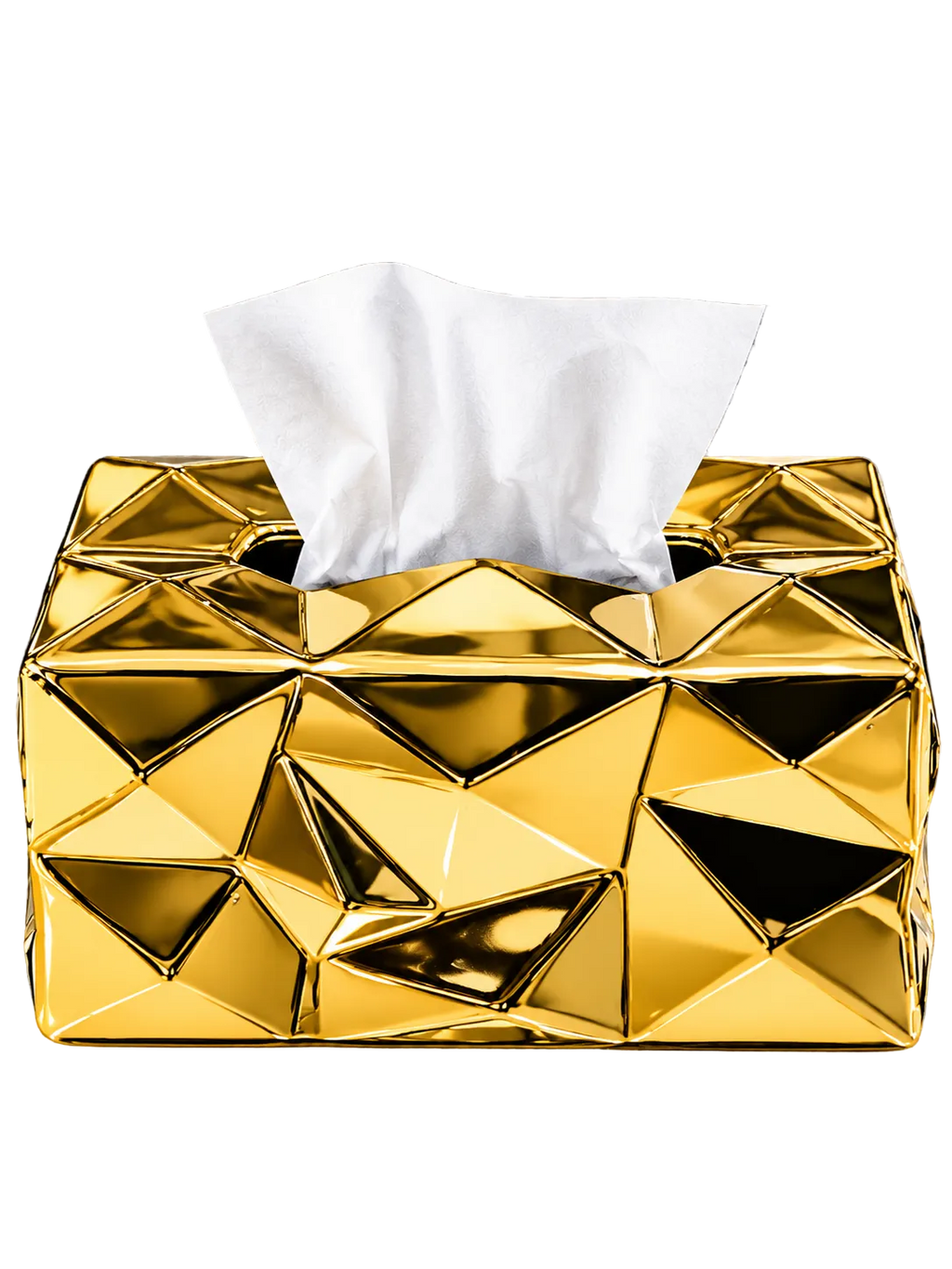 Luxury Gold Geometric Ceramic Tissue Box Cover – Modern Decorative Tissue Holder