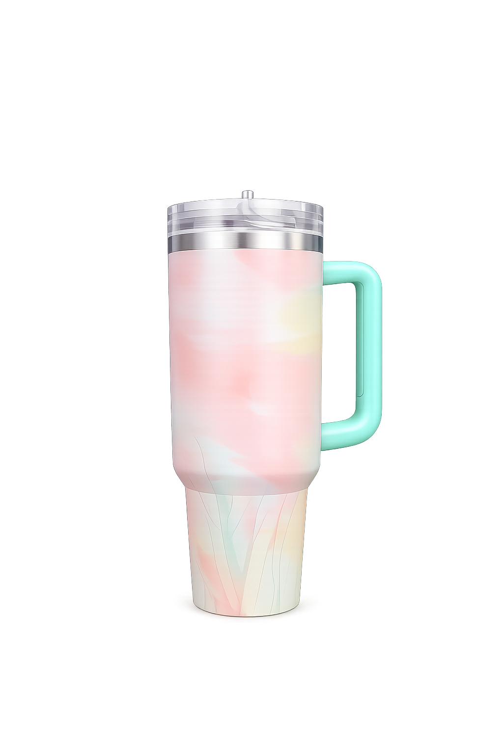 40oz Pastel Marble Stainless Steel Travel Tumbler with Handle & Straw Lid – Insulated Vacuum Mug