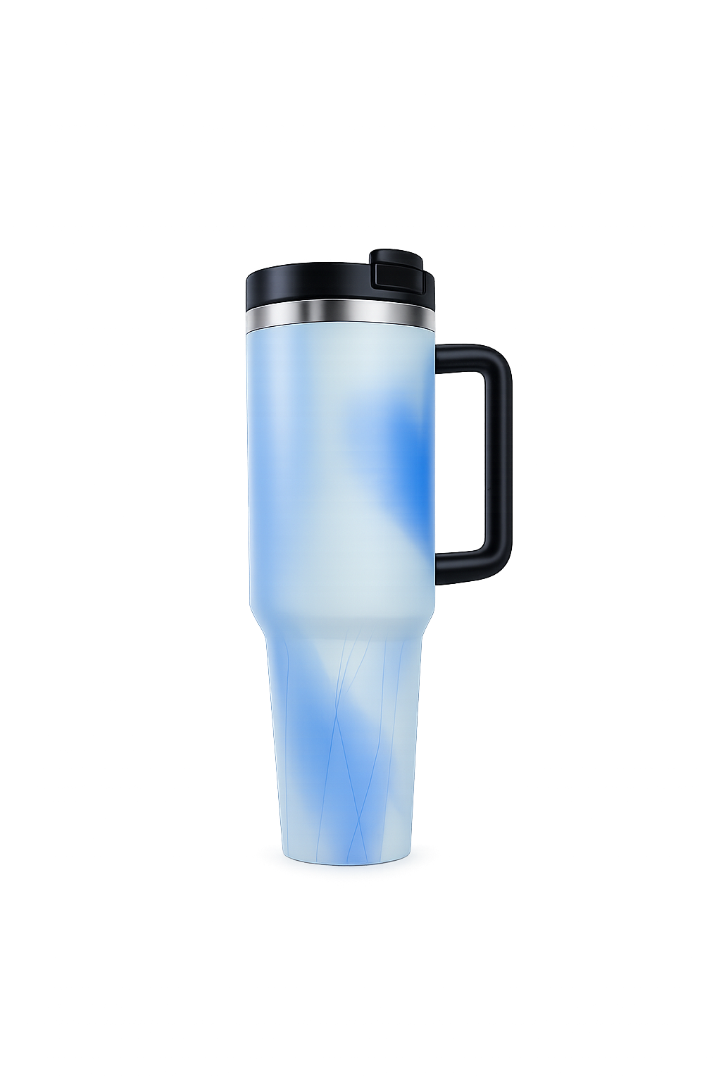 40oz Insulated Travel Mug with Handle & Lid – Stainless Steel Vacuum Tumbler | Blue Marble Finish