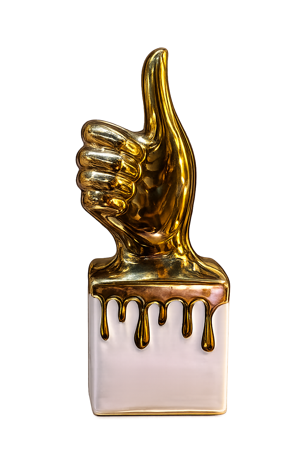 Luxury Thumbs Up Hand Sculpture – Modern Resin Tabletop Decorative Accent (Gold & White)