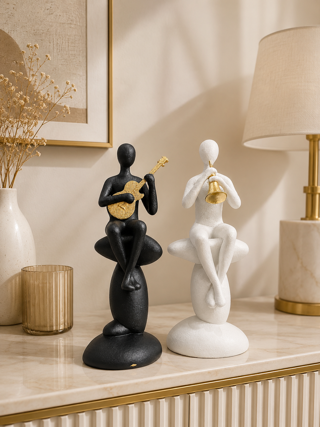 Modern Abstract Musician Figurine – Resin Musical Instrument Decorative Showpiece (Single Piece)