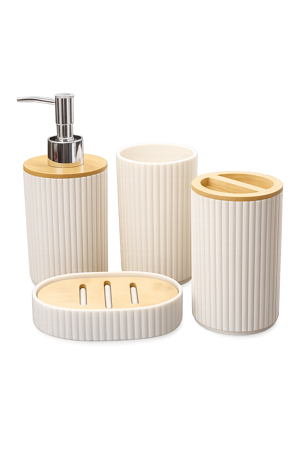 Luxury 4-Piece Bathroom Accessories Set | Soap Dispenser, Toothbrush Holder, Tumbler & Soap Dish