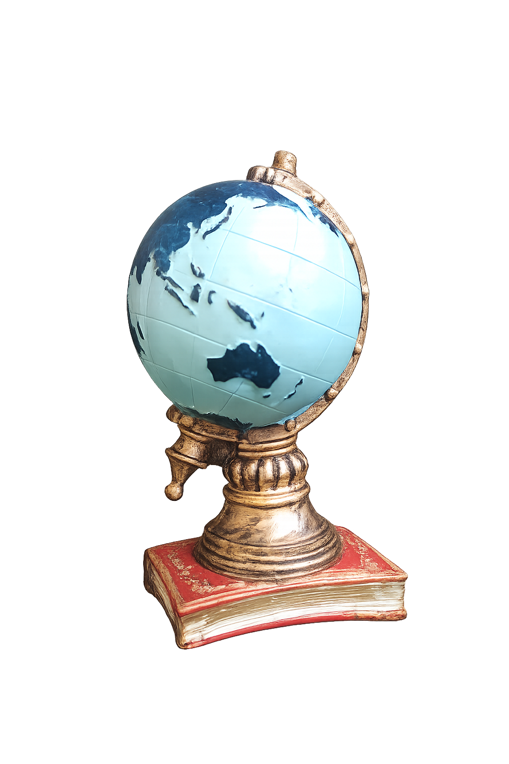 Vintage World Globe Decor on Book Base | Luxury Resin Tabletop Globe Ornament