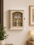 Wooden Wall-Mounted Key Holder Cabinet | Tree Design Decorative Key Box | Home Entryway Organizer
