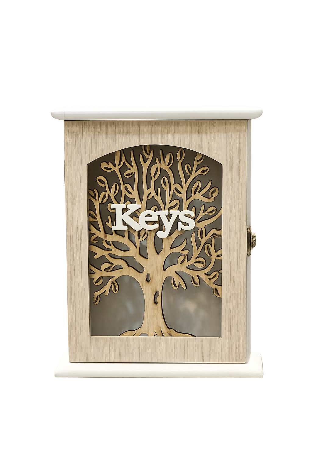 Wooden Wall-Mounted Key Holder Cabinet | Tree Design Decorative Key Box | Home Entryway Organizer