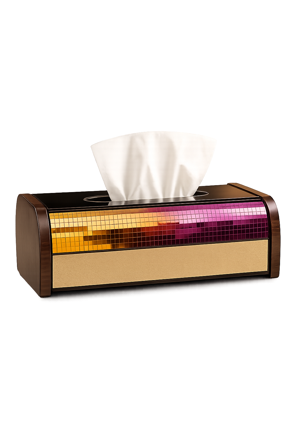 Luxury Gold Mosaic Wooden Tissue Box Holder | Premium Decorative Tissue Box Cover