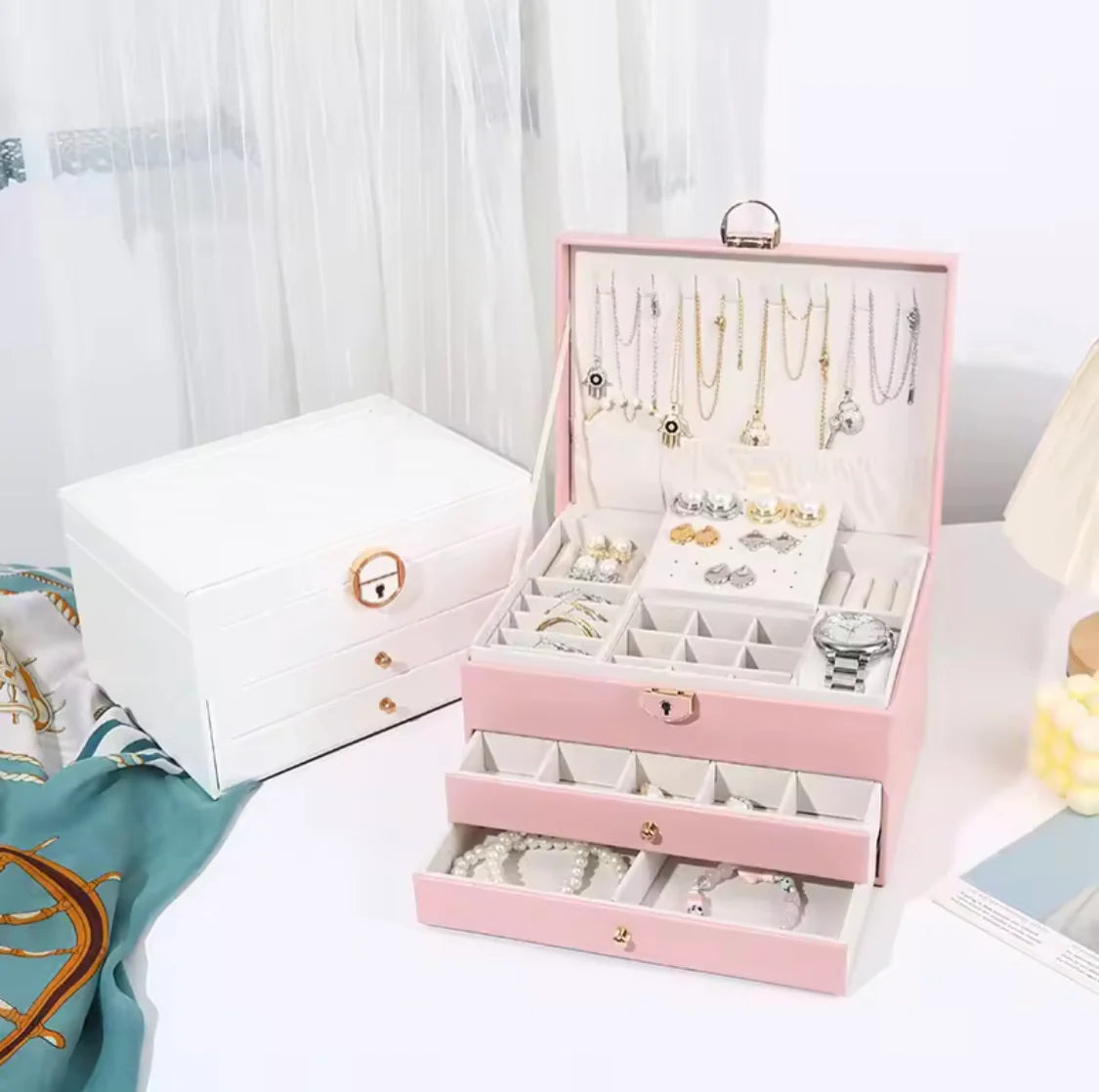 Luxury 3-Tier Jewelry Organizer Box