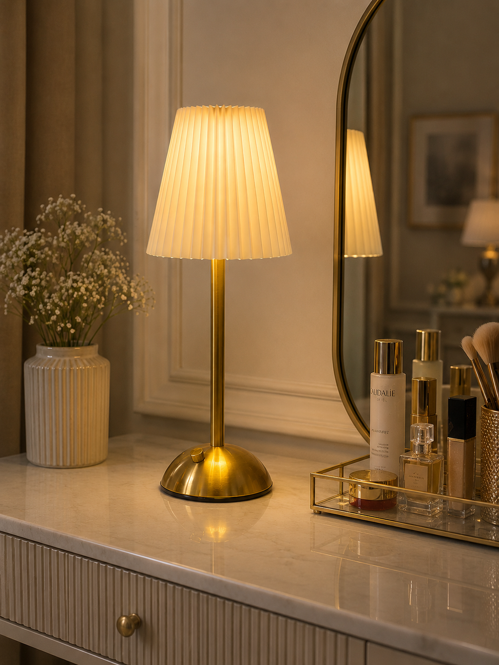 Luxury Cordless LED Table Lamp | Rechargeable Dimmable Metal Desk Lamp | Modern Bedside & Home Décor Lamp