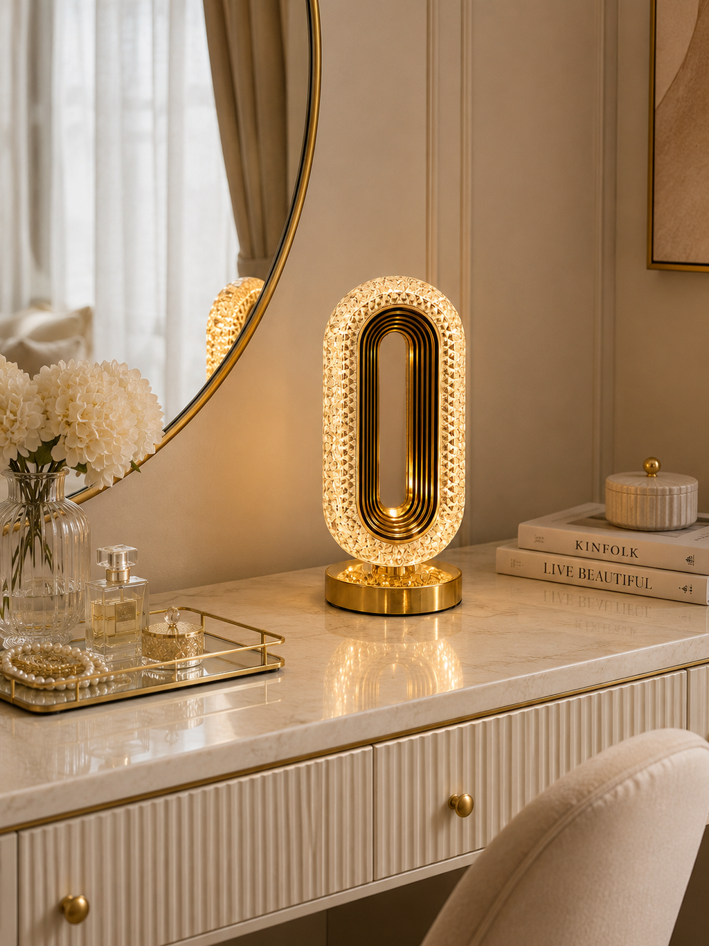 Luxury LED Table Lamp | Modern Gold Decorative Bedside Lamp | Warm Ambient Light