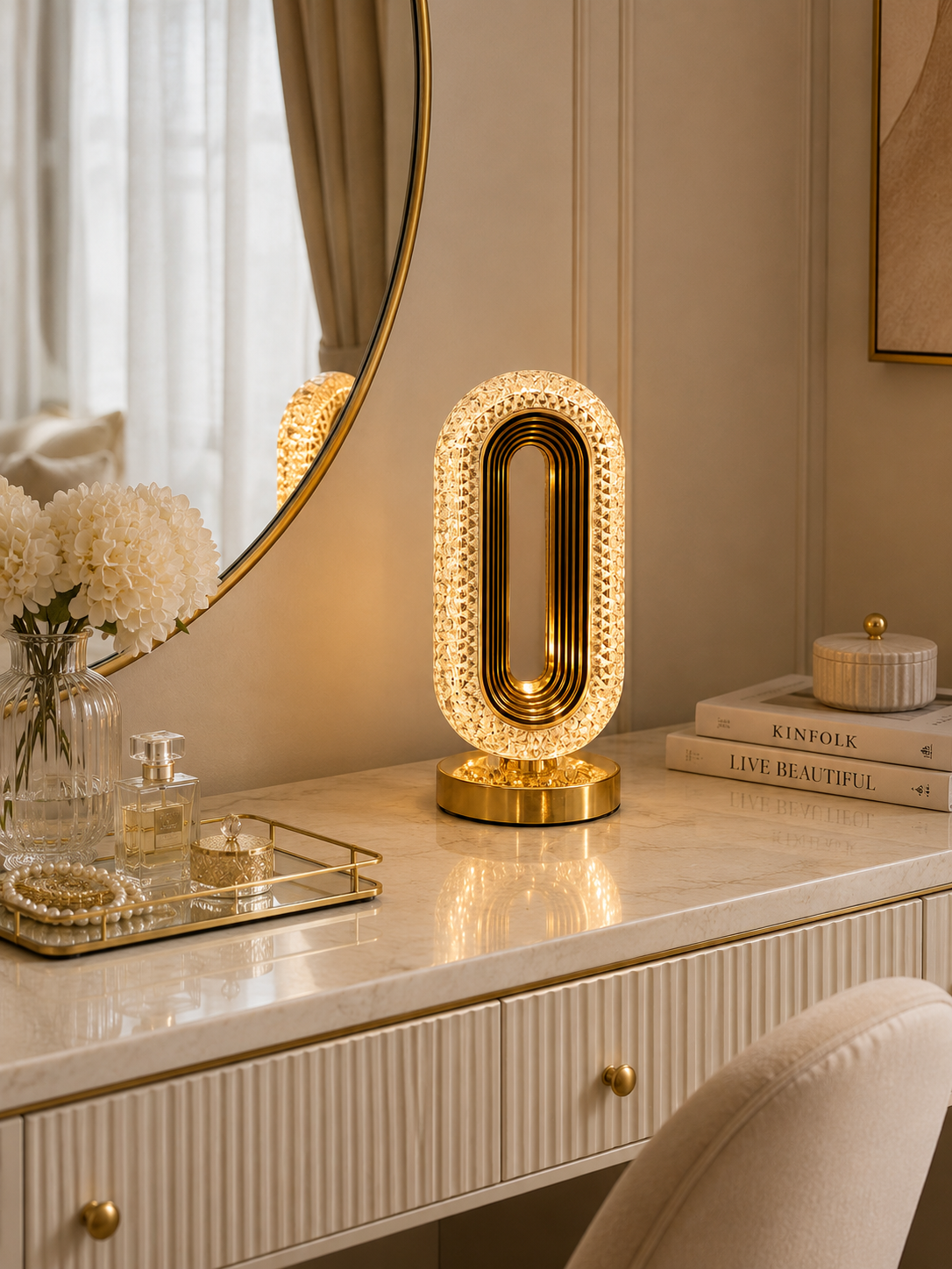Luxury LED Table Lamp | Modern Gold Decorative Bedside Lamp | Warm Ambient Light