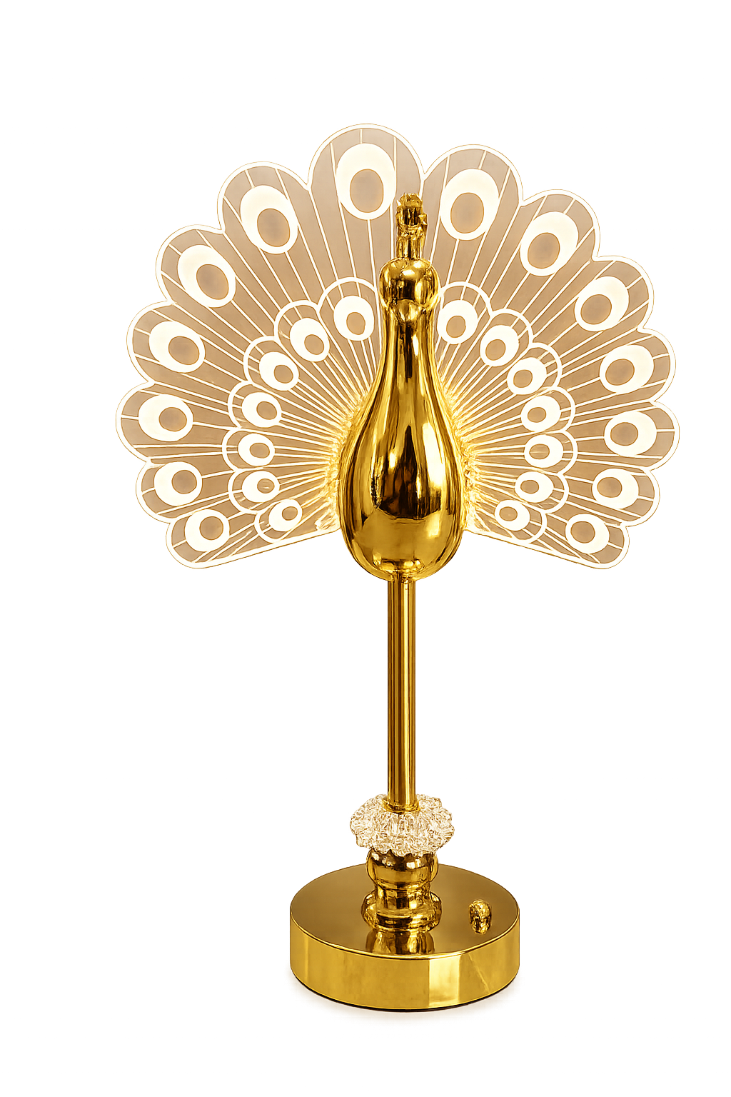 Luxury Golden LED Peacock Table Lamp | Modern Decorative Night Lamp with Acrylic Light Wings