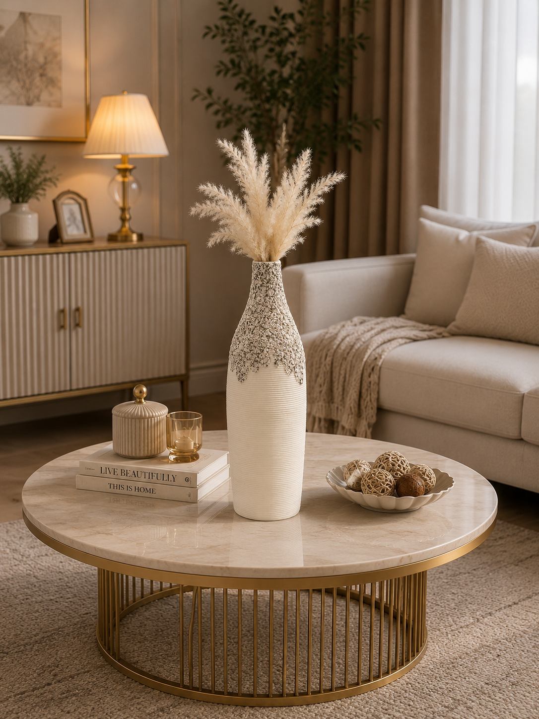 Luxury Textured Decorative Table Vase | Modern Ceramic Flower Vase for Home Décor