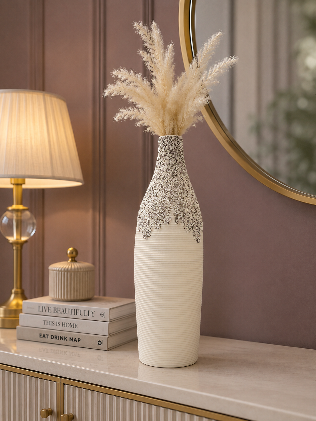 Luxury Textured Decorative Table Vase | Modern Ceramic Flower Vase for Home Décor