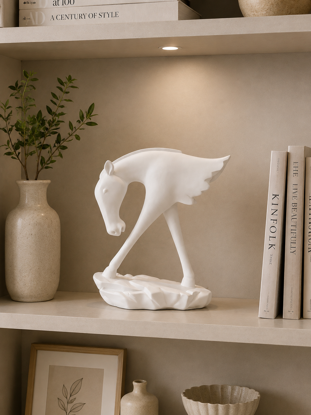 Modern Abstract Horse Sculpture – Resin Decorative Table Accent