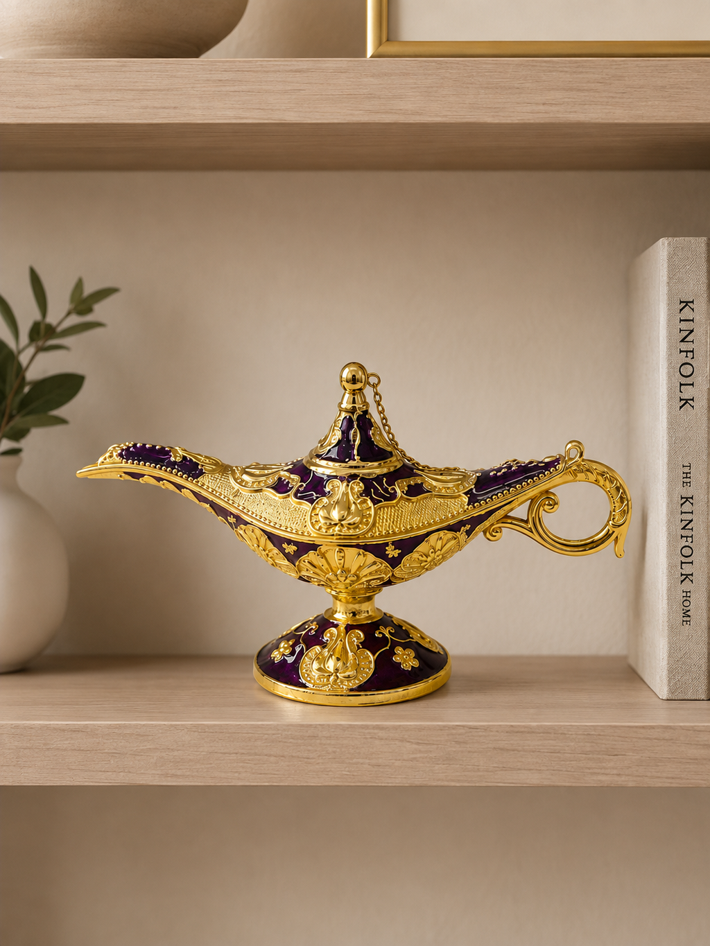 Luxury Purple & Gold Aladdin Decorative Showpiece – Arabian Style Showpiece