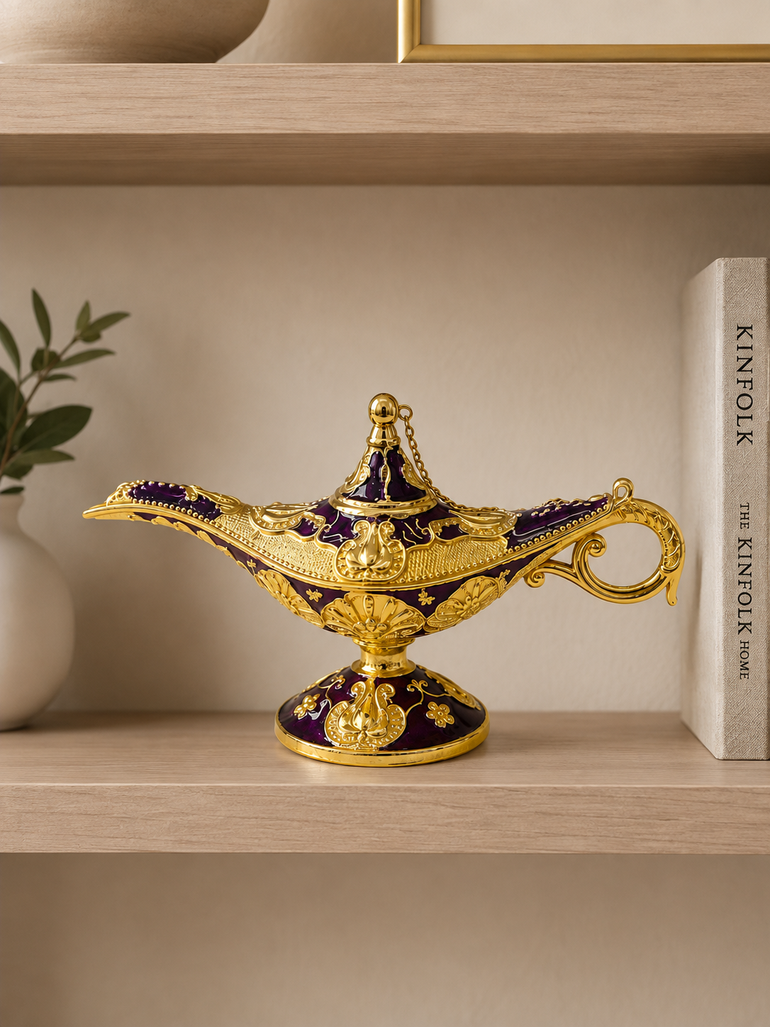 Luxury Purple & Gold Aladdin Decorative Showpiece – Arabian Style Showpiece