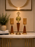 Brown & Gold — 3-Piece Luxury Clock & Candle Holder Set