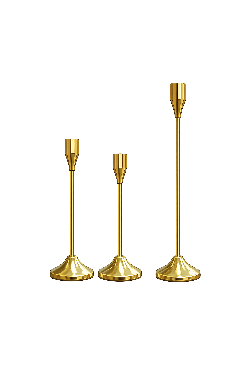 Luxury Gold Metal Candle Holder Set (Set of 3) – Modern Decorative Taper Candle Stands